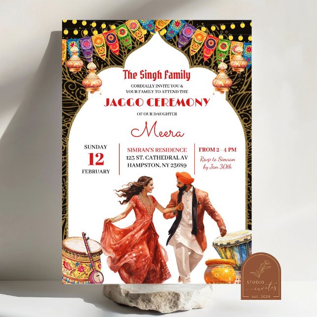 Convite para Cerimônia de Jaggo de Casamento India (Criador carregado)