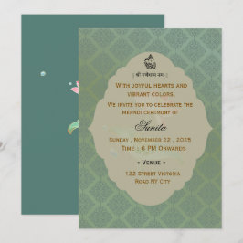 Convite para Cerimônia de Mehndi de Casamento Indi