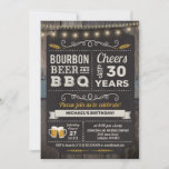Convite para Cerveja de Bourbon e aniversário de 3<br><div class="desc">Bourbon Beer e CHURRASCO Birthday Invitation com conselho de giz e inscrição com idade personalizável.</div>