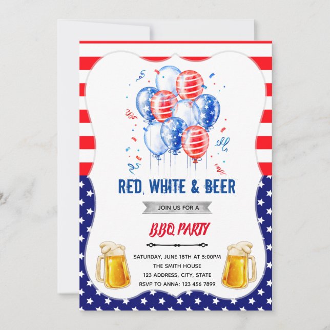 Convite para cerveja e branco vermelho (Frente)