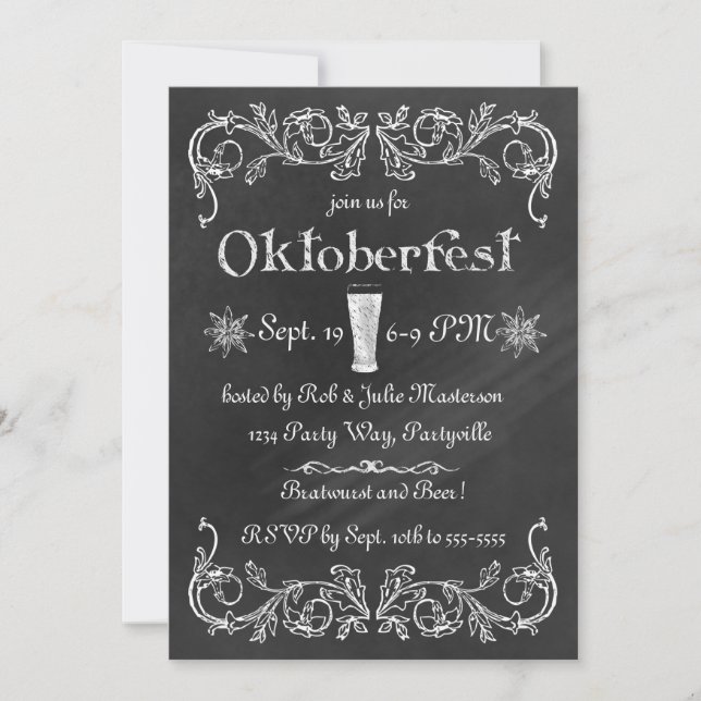 Convite para cerveja Elegante Chalkboard Oktoberfe (Frente)