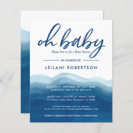 Convite para Chá Baby Boy Blue/Watercolor