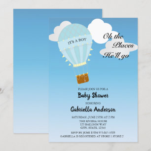 Convite para Chá Baby Boy do Balão de Ar Quente