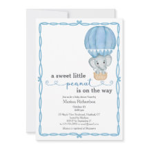 Convite para Chá Blue Elephant Baby Boy