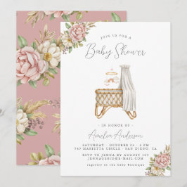 Convite para Chá Boho Floral Baby Girl