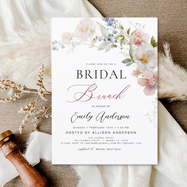 Convite para Chá Boho Wildflower Bridal Brunch (Criador carregado)