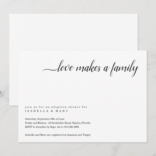 Convite para Chá de Adoção (para bebê ou criança p (Frente/Verso)