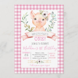 convite para chá de aniversário de porco