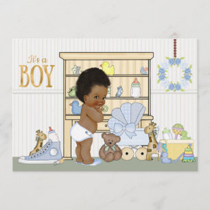 Convite para Chá de Baby Boy Étnico-americano Afri