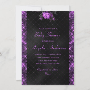 Convite para Chá de Baby Boy Frame Roxo