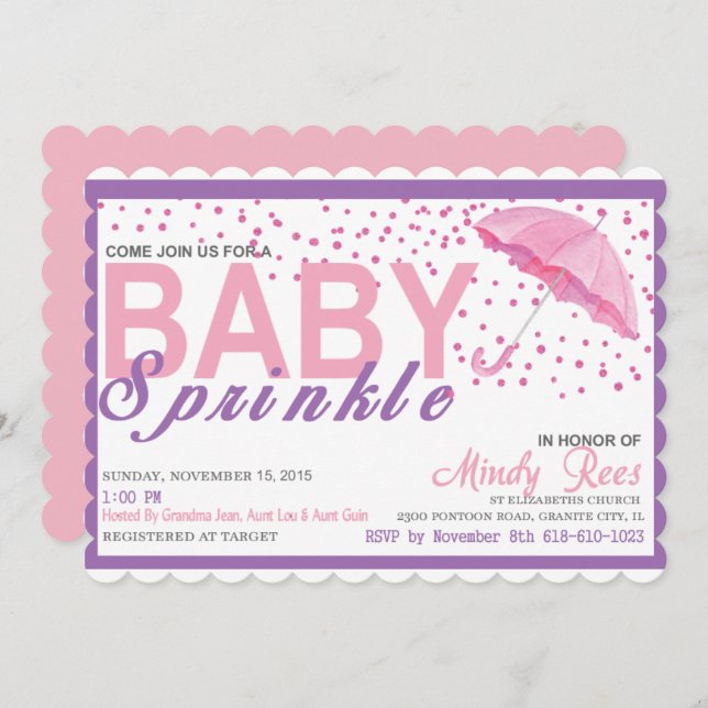Convite para Chá de Babygirl (Frente/Verso)