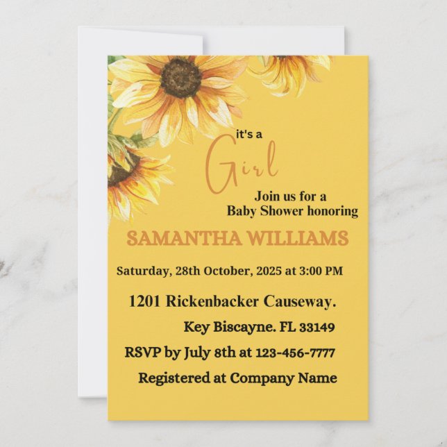 Convite para chá de bebê (Frente)