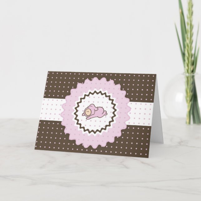 Convite para Chá de Bebê Cutietoots (rosa e marrom (Frente)