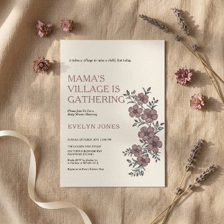 Convite para Chá de Bebê da Aldeia da Mamãe - Flor