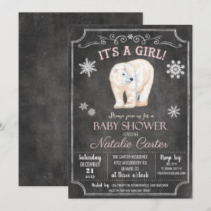 Convite para Chá de Bebê da Menina Urso Polar