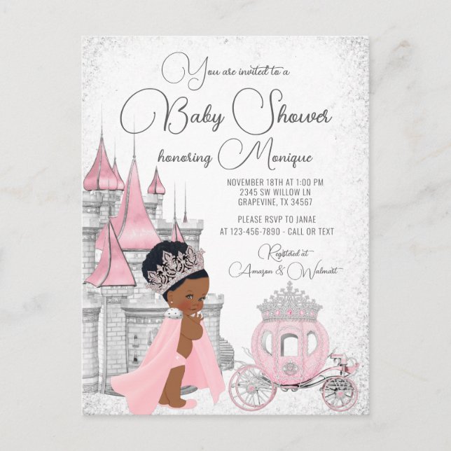 Convite para Chá de Bebê da Princesa Negra (Frente)