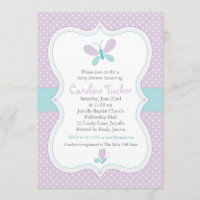Convite para Chá de Bebê de Borboleta Roxa
