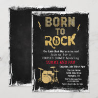 Convite para Chá de Bebê de Estrela do Rock Nascid