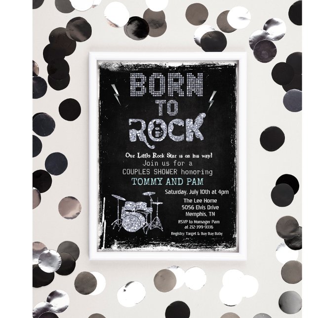 Convite para Chá de Bebê de Estrela do Rock Nascid (Criador carregado)
