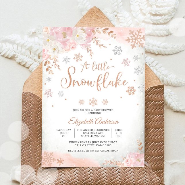 Convite para Chá de Bebê de Inverno Floco de Neve (Criador carregado)