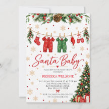 Convite para Chá de Bebê de Natal Santa Baby