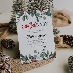 Convite para Chá de Bebê de Natal Santa Baby Chris