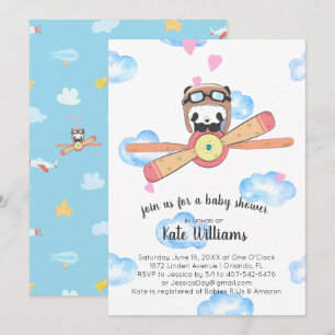 Convite para Chá de Bebê do Panda Piloto