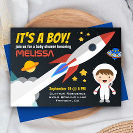 Convite para Chá de Bebê do Rocket Boy no Espaço E