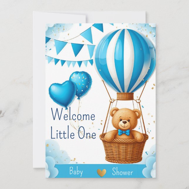 Convite para Chá de Bebê do Ursinho 🧸 (Frente)