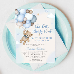 Convite para Chá de Bebê do Ursinho de Pelúcia Bal