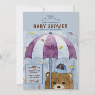 Convite para Chá de Bebê do Urso de Outono