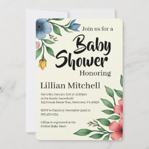 Convite para Chá de Bebê Elegância Floral