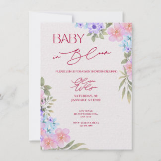 Convite para Chá de Bebê em Aquarela Floral Baby i