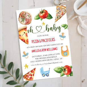 Convite para Chá de Bebê Oh Baby Pizza + Chupetas