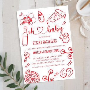 Convite para Chá de Bebê Oh Baby Pizza + Chupetas