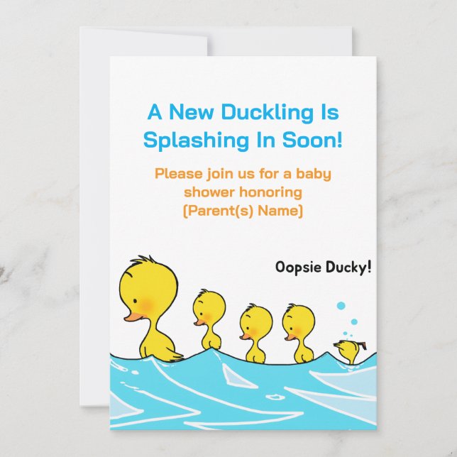 Convite para Chá de Bebê – Oopsie Ducky (Frente)