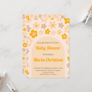 Convite para Chá de Bebê Peach Meadow Bloom