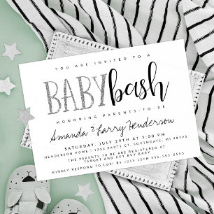 Convite para Chá de Bebê Prata, Casal Baby Bash