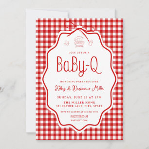 Convite para Chá de Bebê Red Gingham Barbecue Baby