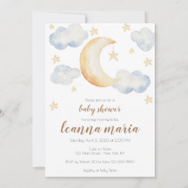 Convite para Chá de Bebê Revelação do Sexo Lua Est