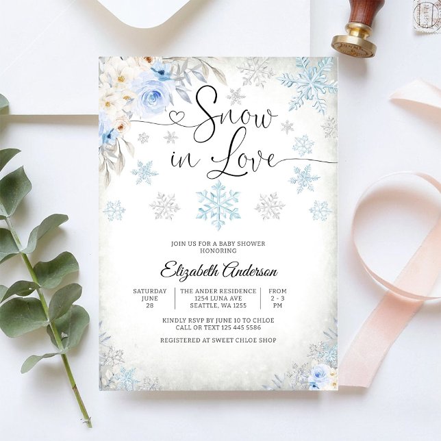 Convite para Chá de Bebê Snow in Love (Criador carregado)