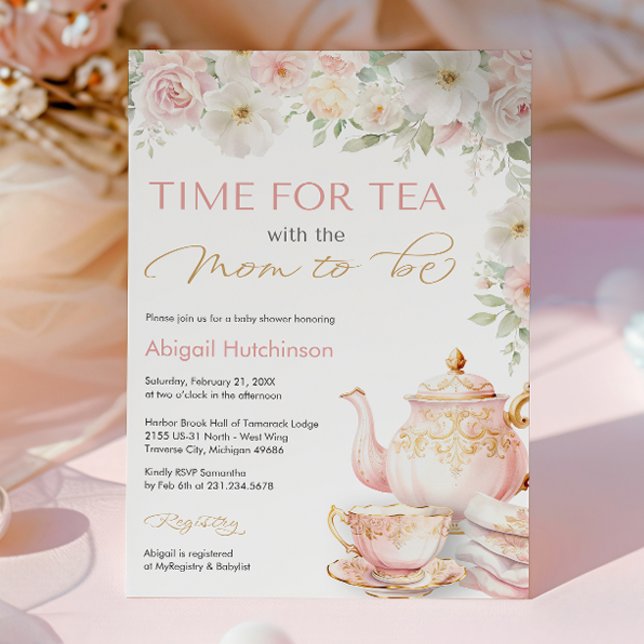 Convite para Chá de Bebê Tea Party (Tea Party Baby Shower Invitation
)