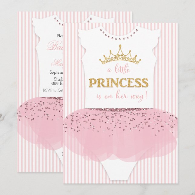 Convite para Chá de Bebê Uma Pequena Princesa (Frente/Verso)