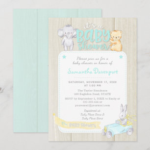 Convite Para Chá De Bebês De Madeira Rústica   Men