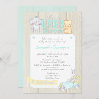 Convite Para Chá De Bebês De Madeira Rústica | Men