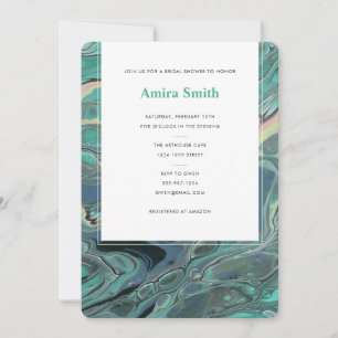 Convite para Chá de Boho Aqua Marble Artístico