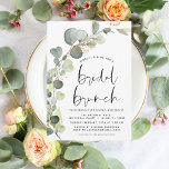 Convite para Chá de Brunt de Eucalyptus Bridal<br><div class="desc">Orçamento Eucalyptus Greenery Succulent Botanical Watercolor Spring Wedding Chá de panela - Bridal Brunch Invices em fundo branco - inclui uma bela e elegante tipografia com folhas botânicas modernas e verde para a festa especial Bride Be.</div>