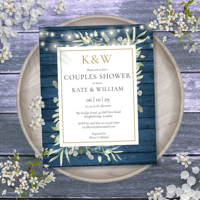 Convite para Chá de Casais de Monograma Russo de O (Budget Rustic Monogram Couples Shower Invite)