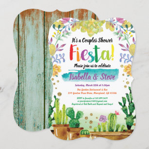 Convite para chá de casais Fiesta com cactuc