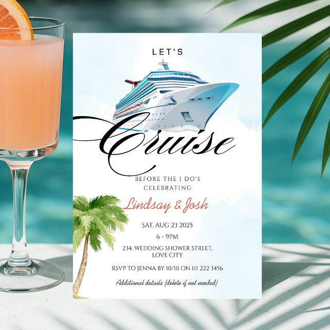 Convite para Chá de Casal de Casamento Cruzado (Cruise Wedding Couples Shower Invitation)